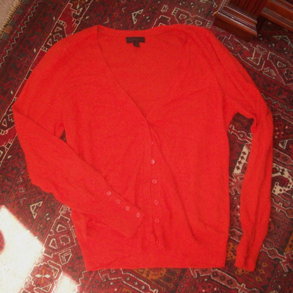 Worthington Women Long Sleeve V-Neck Cardigan Sweater Bold Red - Orange -MED -